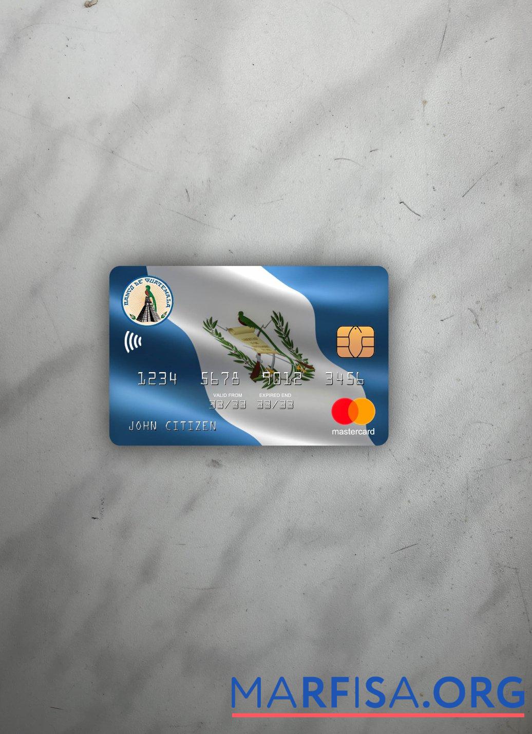Printable Guatemala Banco de Guatemala mastercard photolook front real example